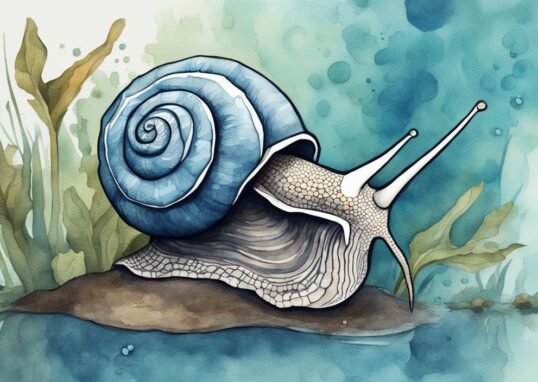 Illustration aquarelle moderne montrant un escargot dans aquarium bon ou mauvais, prospérant dans un aquarium bien entretenu et un escargot en détresse dans un aquarium négligé.