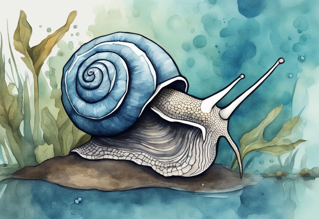 Illustration aquarelle moderne montrant un escargot dans aquarium bon ou mauvais, prospérant dans un aquarium bien entretenu et un escargot en détresse dans un aquarium négligé.